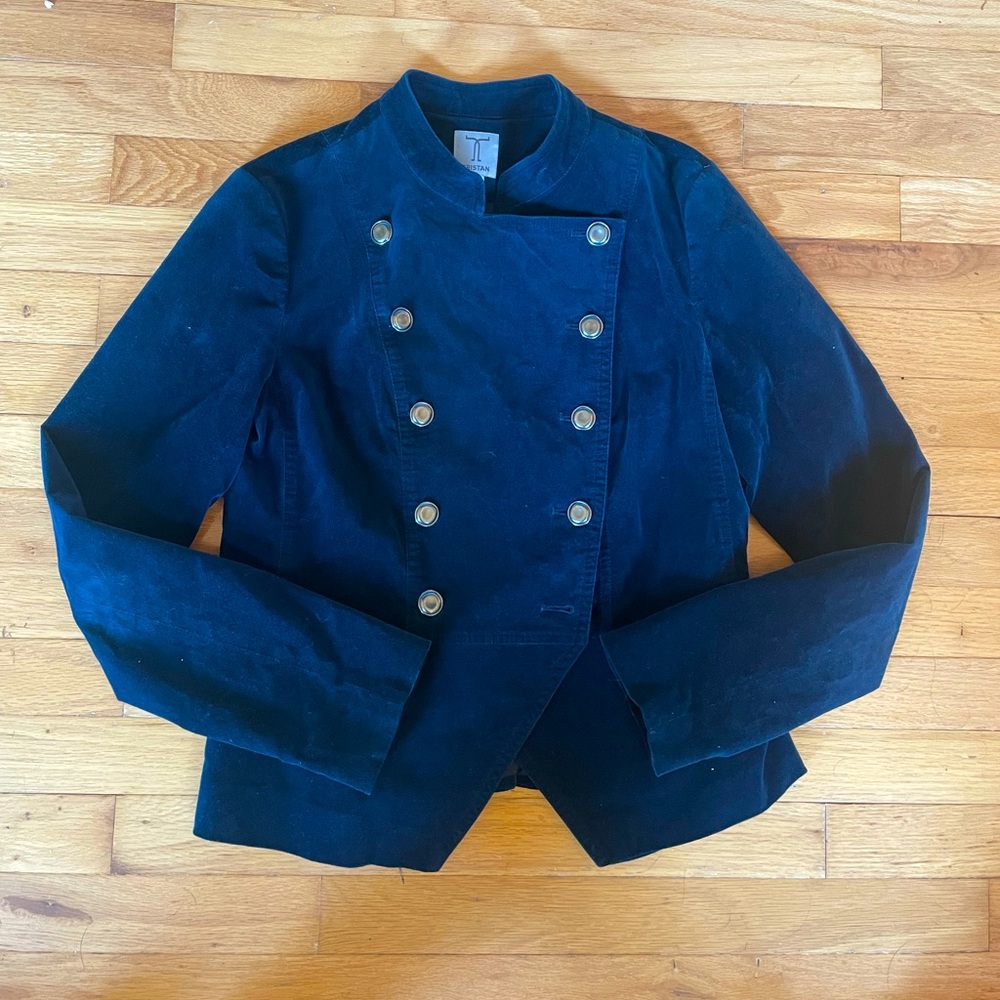 Tristan Navy Double-Breasted Military Style Blazer
